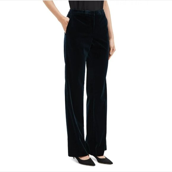 Theory The Power Velvet 3 Black Straight Leg Strech Trousers Size 10 - - Picture 3 of 13